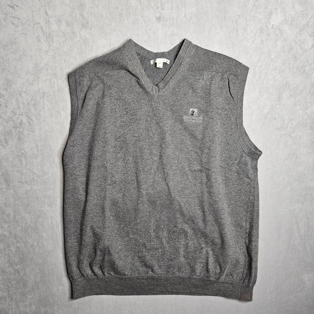 Quail Hollow Country Club Sweater Vest Mens XL Gray Cutter & Buck Pima Cotton
